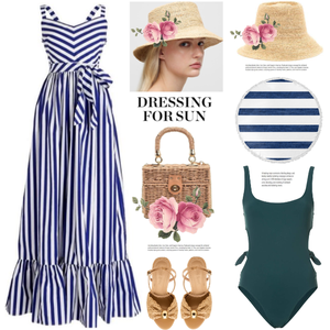 NEW CONTEST: SUMMER STRIPED DRESS RAFFIA BAG RAFFIA HAT AND RAFFIA SANDALS ORGANIZED FASHION SETS ONLY