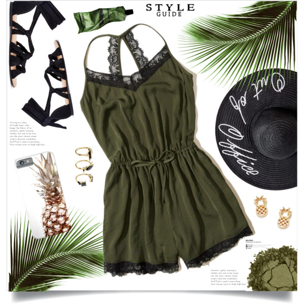 Khaki green romper beach outfit