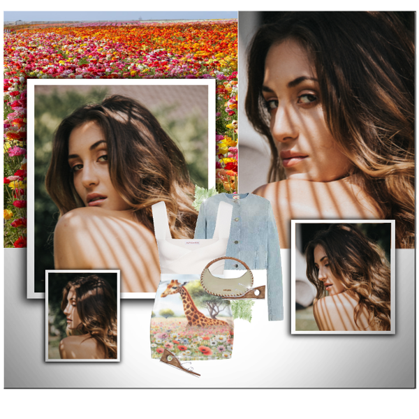 Giraffe in flower field Fashion look URSTYLE