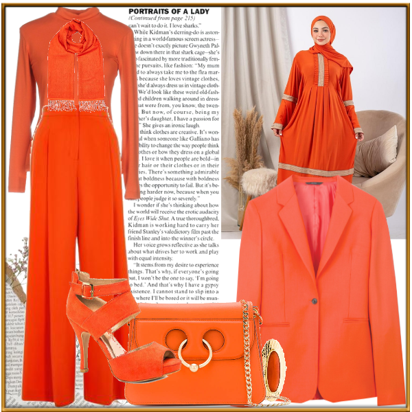 Hijab: Monochromatic Pumpkin Spice Color - Fashion look - URSTYLE