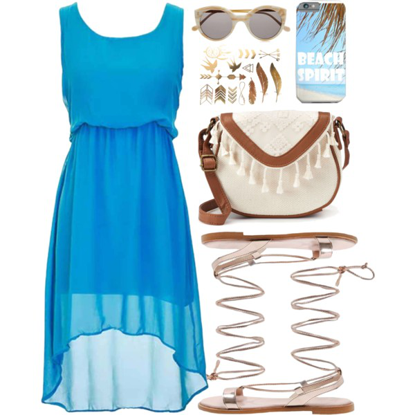 Sky blue dress outfit layout