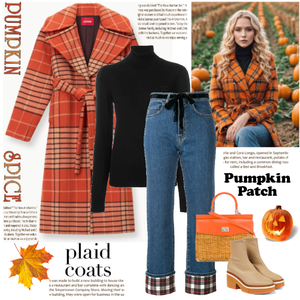 orange plaid trench coats