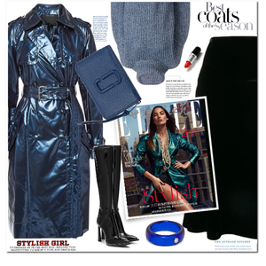 Blue metallic Trench coat