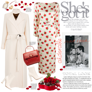 *Satin Rose Pattern Midi Dress